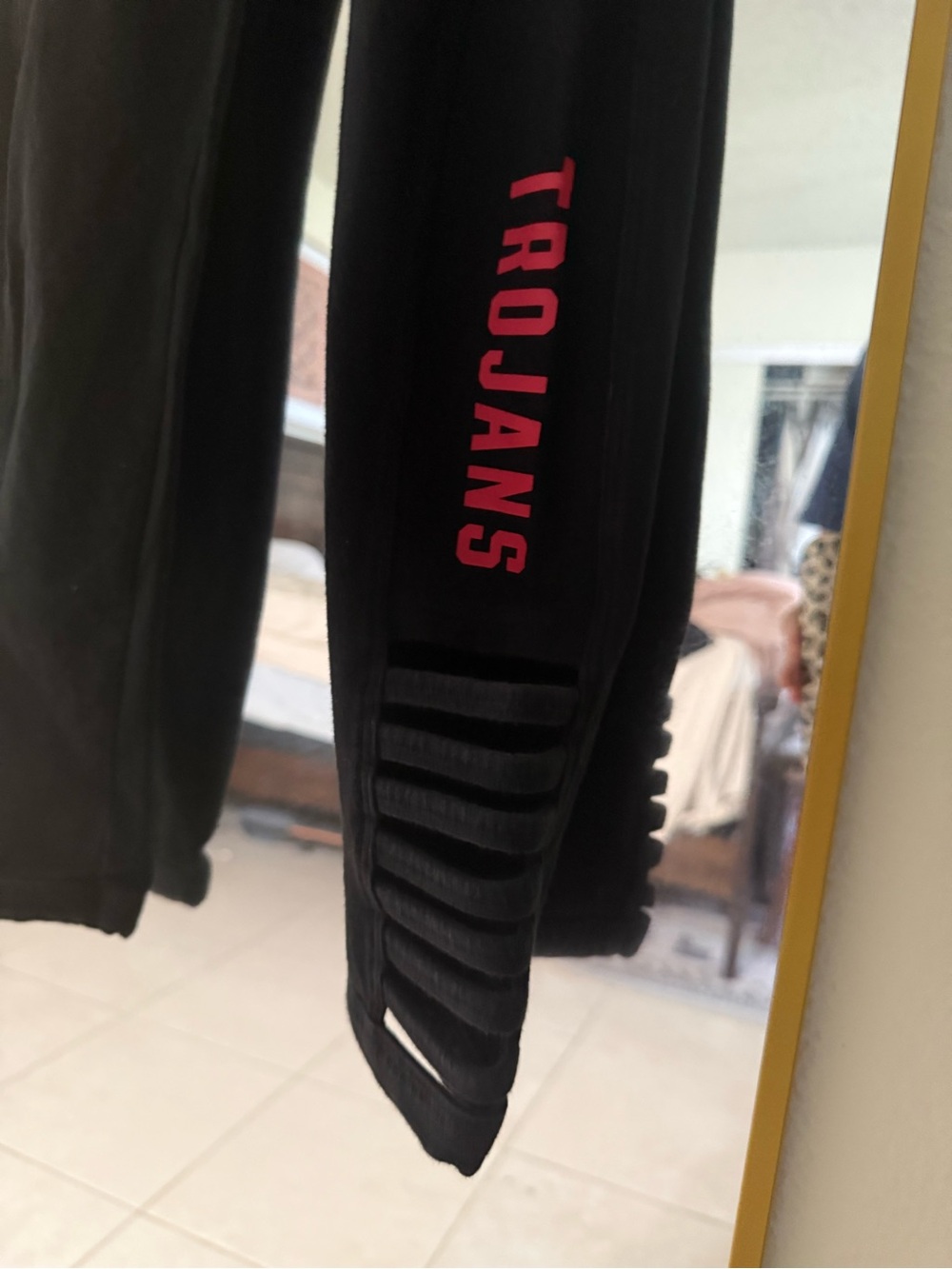 PINK Victoria's Secret Black Joggers with Pink TROJANS Logo